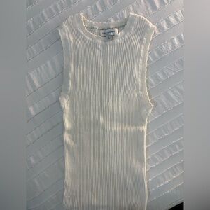 Free Assembly Ribbed Sleeveless Knit Top - Cream